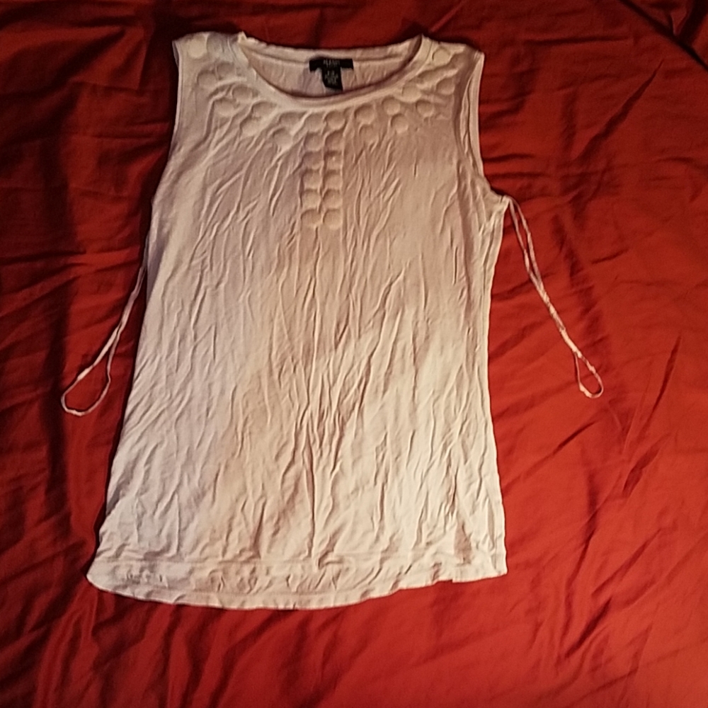 White semi see-through wide tank top